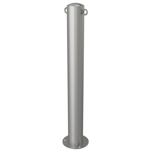 Stainless steel post |  102 mm | stationary, to be fixed by plugswith base plate  180 x 6 mm | without lock | with 2 eyelets